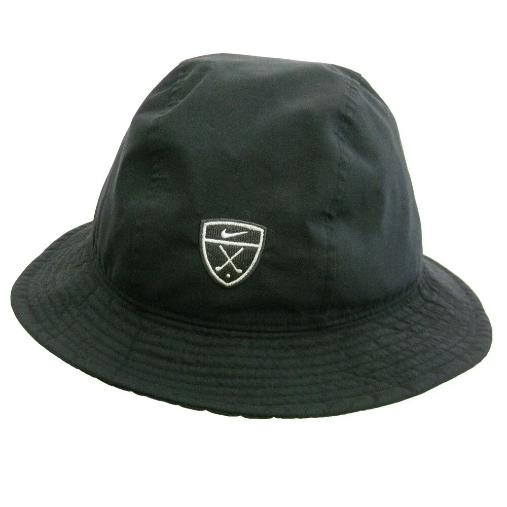 Nike Black Bucket Hat Adult Medium Golf Logo Embroidered Water Resistant